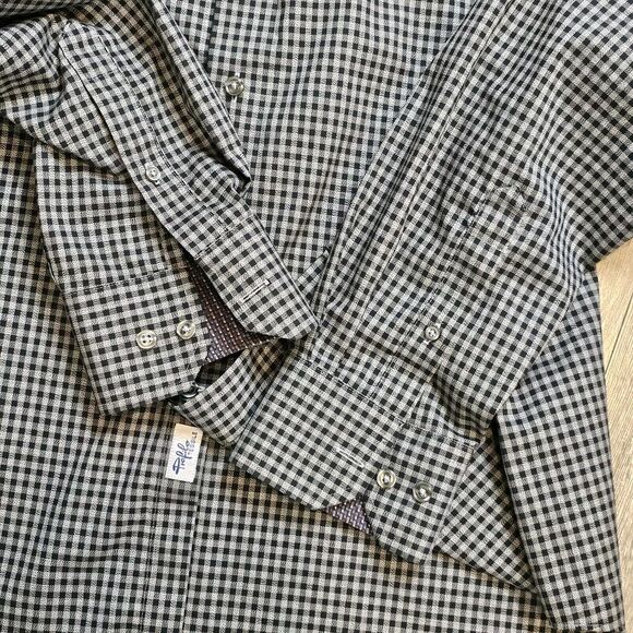 XL EGARA Men’s No-Iron Long Sleeve w/Flip Cuff Button Down Shirt Grey Check - Picture 11 of 12